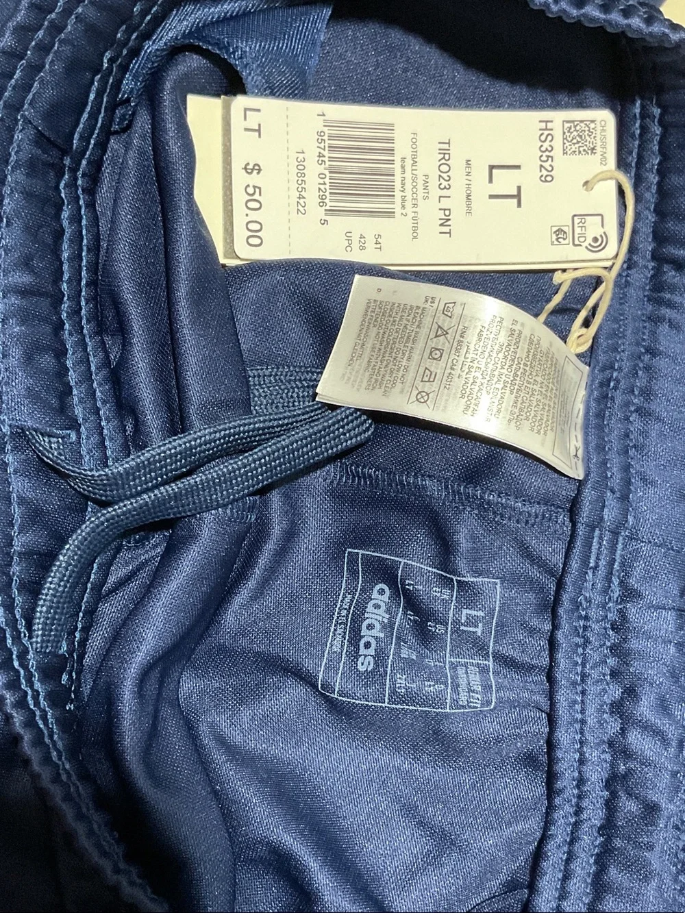 adidas Navy Blue Track Pants - Large Tall